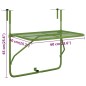 vidaXL Mesa de balcón acero verde 60x40 cm vidaXL Mesa de balcón acero verde 60x40 cm