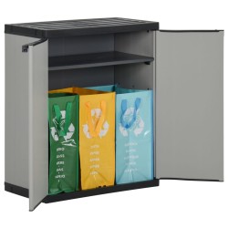 vidaXL Armario para desechos de jardín PP gris y negro 68x40x85 cm