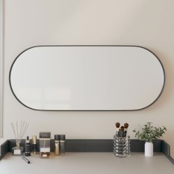 vidaXL Espejo de pared ovalado negro 25x60 cm