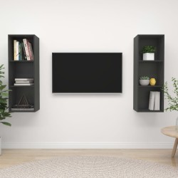 vidaXL Muebles de salón de pared 2 piezas madera ingeniería gris