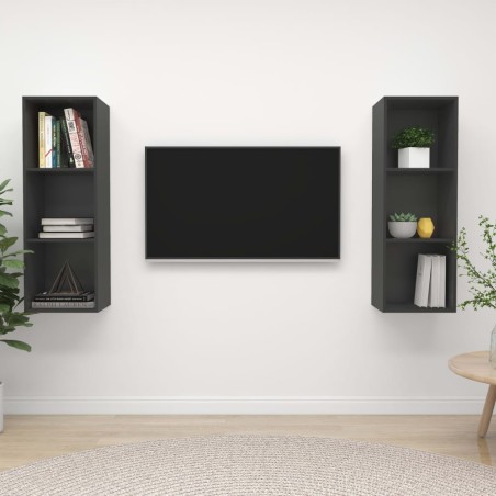 vidaXL Muebles de salón de pared 2 piezas madera ingeniería gris
