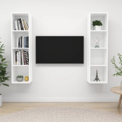 vidaXL Muebles de salón de pared 2 piezas madera de ingeniería blanco