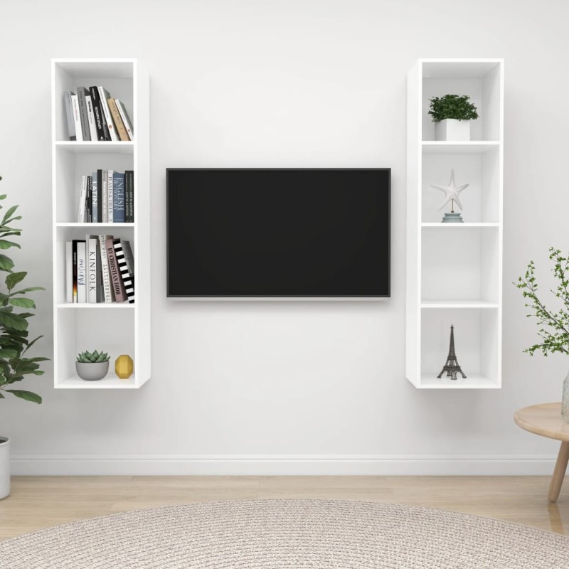 vidaXL Muebles de salón de pared 2 piezas madera de ingeniería blanco