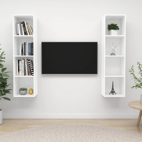 vidaXL Muebles de salón de pared 2 piezas madera de ingeniería blanco