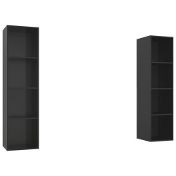 vidaXL Muebles de salón de pared 2 pzas madera ingeniería negro brillo