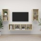 vidaXL Muebles de salón de pared 4 pzas madera ingeniería roble Sonoma vidaXL Muebles de salón de pared 4 pzas madera ingeniería roble Sonoma