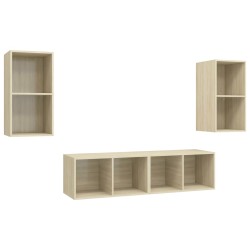 vidaXL Muebles de salón de pared 4 pzas madera ingeniería roble Sonoma