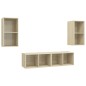 vidaXL Muebles de salón de pared 4 pzas madera ingeniería roble Sonoma vidaXL Muebles de salón de pared 4 pzas madera ingeniería roble Sonoma