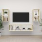 vidaXL Muebles de salón de pared 4 piezas blanco y roble Sonoma