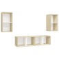 vidaXL Muebles de salón de pared 4 piezas blanco y roble Sonoma