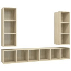vidaXL Muebles de salón de pared 4 pzas madera ingeniería roble Sonoma