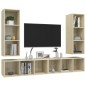 vidaXL Muebles de salón de pared 4 pzas madera ingeniería roble Sonoma