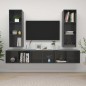 vidaXL Muebles de salón de pared 4 pzas madera ingeniería gris brillo
