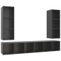 vidaXL Muebles de salón de pared 4 pzas madera ingeniería gris brillo