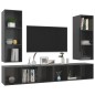 vidaXL Muebles de salón de pared 4 pzas madera ingeniería gris brillo