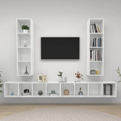 vidaXL Muebles de salón de pared 4 piezas blanco y roble Sonoma