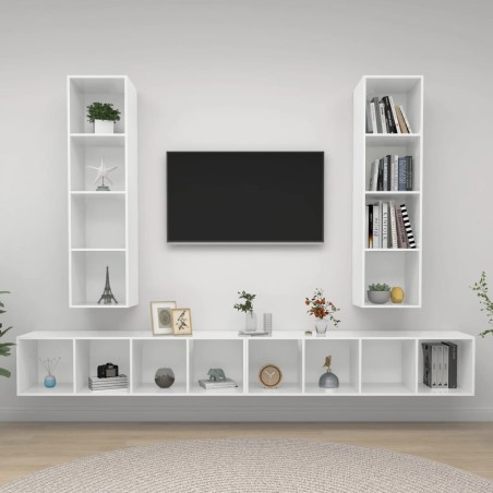 vidaXL Muebles de salón de pared 4 piezas blanco y roble Sonoma