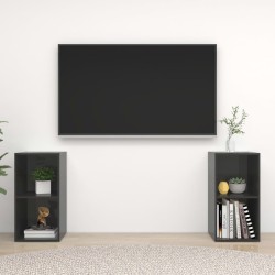 vidaXL Muebles de salón de pared 2 pzas madera ingeniería gris brillo