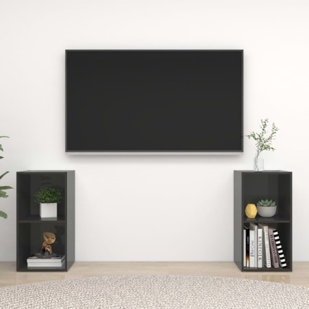 vidaXL Muebles de salón de pared 2 pzas madera ingeniería gris brillo