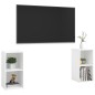 vidaXL Muebles de salón de pared 2 pzs madera ingeniería blanco brillo