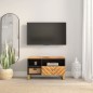 vidaXL Mueble de TV madera maciza de mango marrón negro 80x33,5x46 cm