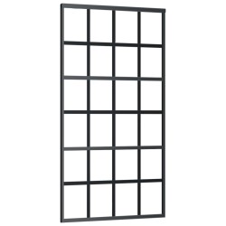 vidaXL Puerta corredera ESG vidrio y aluminio negra 102x205 cm