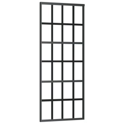 vidaXL Puerta corredera ESG vidrio y aluminio negra 76x205 cm