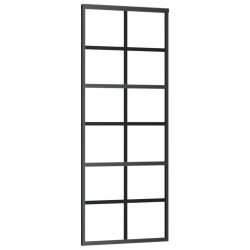 vidaXL Puerta corredera ESG vidrio y aluminio negra 76x205 cm