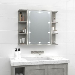 vidaXL Mueble con espejo y luces LED gris hormigón 70x16,5x60 cm