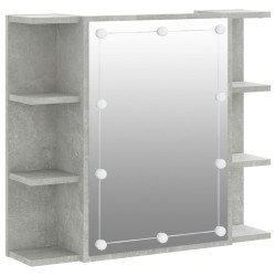 vidaXL Mueble con espejo y luces LED gris hormigón 70x16,5x60 cm