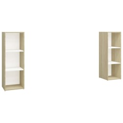 vidaXL Muebles de salón 2 pzas madera ingeniería blanco y roble Sonoma