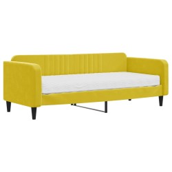 vidaXL Sofá cama con colchón terciopelo amarillo 90x200 cm