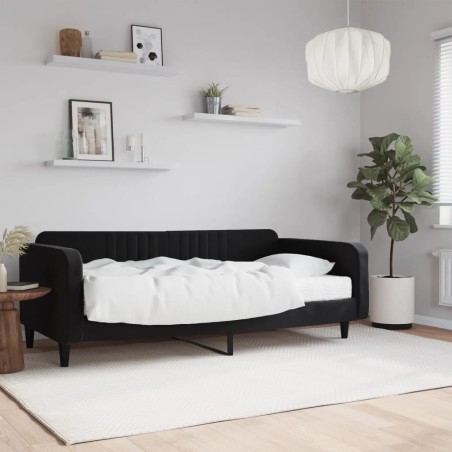 vidaXL Sofá cama con colchón terciopelo negro 100x200 cm