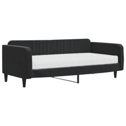 vidaXL Sofá cama con colchón terciopelo negro 100x200 cm