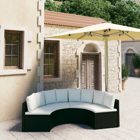 vidaXL Set de sofás de jardín 4 piezas y cojines ratán sintético negro