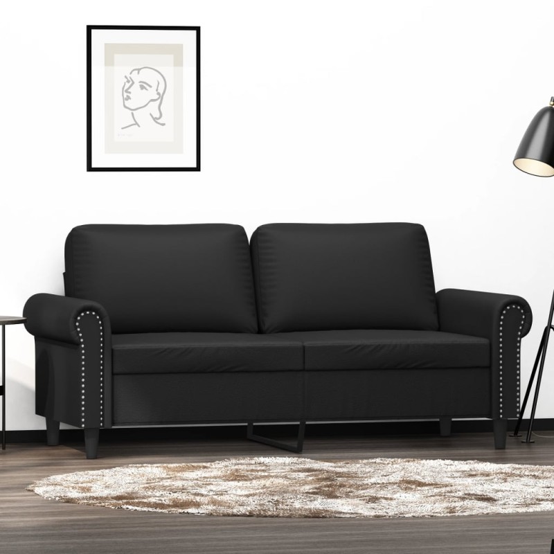vidaXL Sofá de 2 plazas de cuero sintético negro 140 cm vidaXL Sofá de 2 plazas de cuero sintético negro 140 cm