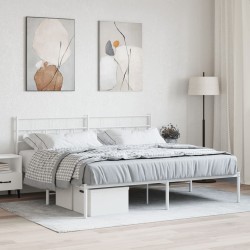 vidaXL Estructura de cama de metal con cabecero blanco 183x213 cm