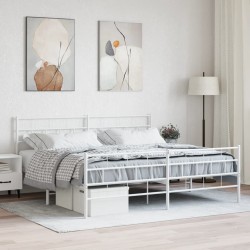 vidaXL Estructura cama metal con cabecero y estribo blanco 180x200 cm