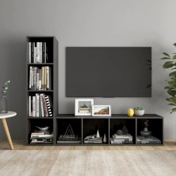 vidaXL Muebles de salón 2 piezas madera de ingeniería gris brillo