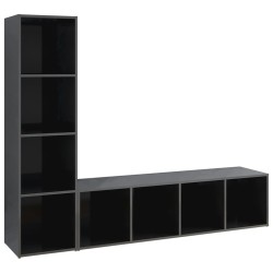vidaXL Muebles de salón 2 piezas madera de ingeniería gris brillo