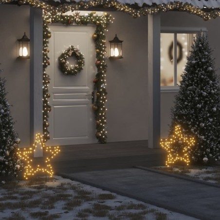 vidaXL Estrella de luz decorativa Navidad con estacas 80 LED 60 cm