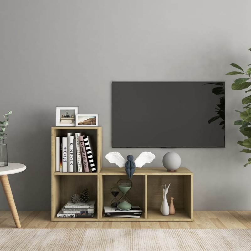 vidaXL Muebles de salón de pared 2 pzas madera ingeniería roble Sonoma