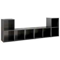 vidaXL Muebles de salón de pared 4 pzas madera ingeniería gris brillo