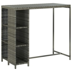 vidaXL Set de bar para jardín 5 piezas y cojines ratán sintético gris