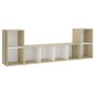 vidaXL Muebles de salón 3 pzas madera ingeniería blanco y roble Sonoma vidaXL Muebles de salón 3 pzas madera ingeniería blanco y roble Sonoma