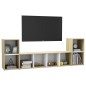 vidaXL Muebles de salón 3 pzas madera ingeniería blanco y roble Sonoma vidaXL Muebles de salón 3 pzas madera ingeniería blanco y roble Sonoma