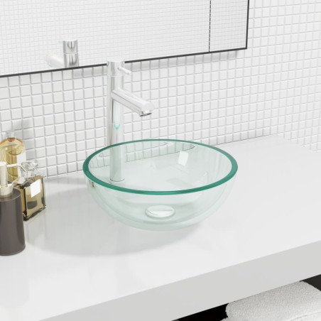 vidaXL Lavabo de vidrio templado transparente 30x12 cm