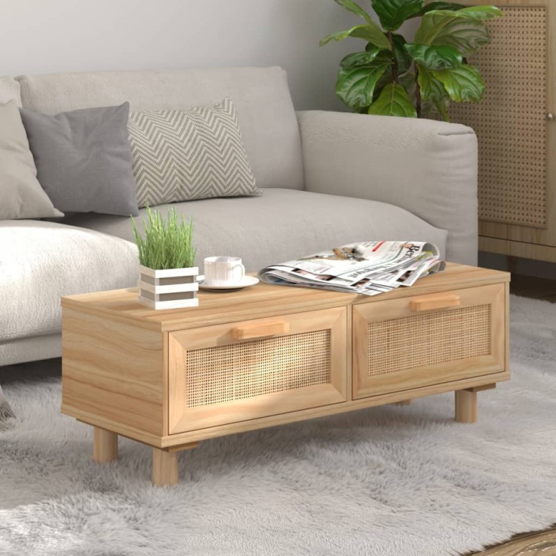 vidaXL Mesa de centro madera contrachapada y pino marrón 80x40x30 cm vidaXL Mesa de centro madera contrachapada y pino marrón 80x40x30 cm