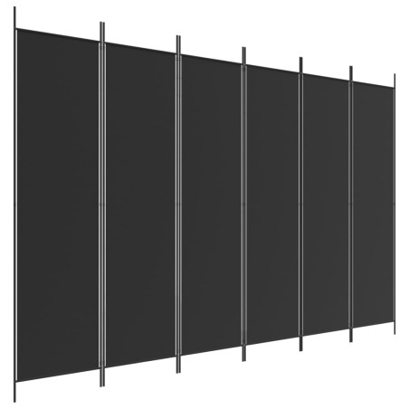 vidaXL Biombo divisor de 6 paneles de tela negro 300x200 cm