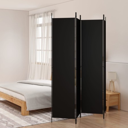 vidaXL Biombo divisor de 4 paneles de tela negro 200x220 cm